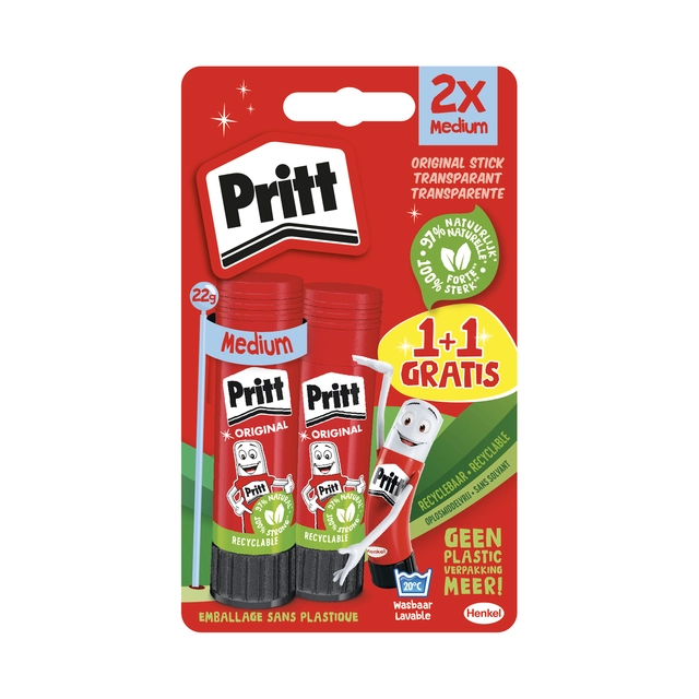 Een Lijmstift Pritt Stick Original 22gr blister à 1 + 1 stuk gratis Promo koop je bij MV Kantoortechniek B.V.