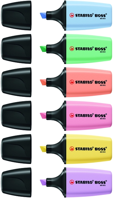 Een Markeerstift STABILO BOSS mini pastel assorti 6 stuks koop je bij MV Kantoortechniek B.V.