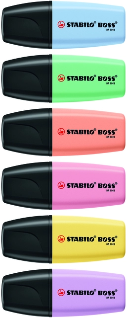 Een Markeerstift STABILO BOSS mini pastel assorti 6 stuks koop je bij MV Kantoortechniek B.V.