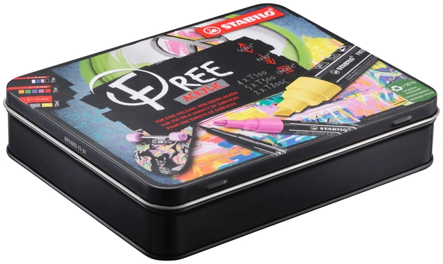 Een Acrylmarker STABILO Free Acrylic Starter Kit assorti 11 stuks koop je bij Unimark Office B.V.