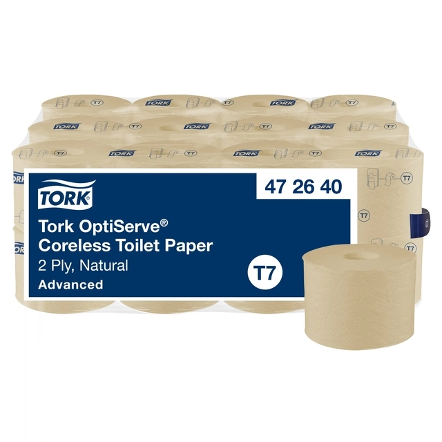 Een Toiletpapier Tork T7 Advanced Optiserve Coreless 2-laags 94m naturel 472640 koop je bij Holzem Kantoorefficiency