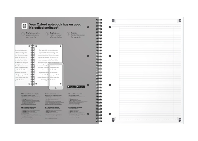 Een Spiraalblok Oxford International Notebook A4+ lijn zwart koop je bij Unimark Office B.V.