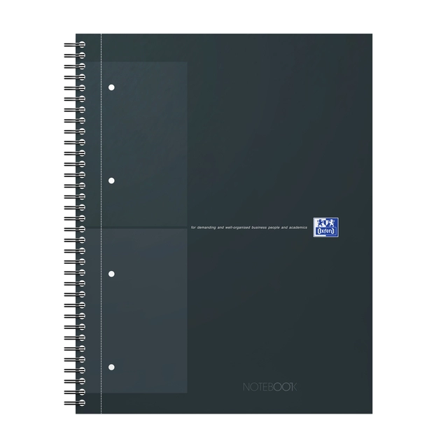 Een Spiraalblok Oxford International Notebook A4+ ruit 5X5mm zwart koop je bij Unimark Office B.V.