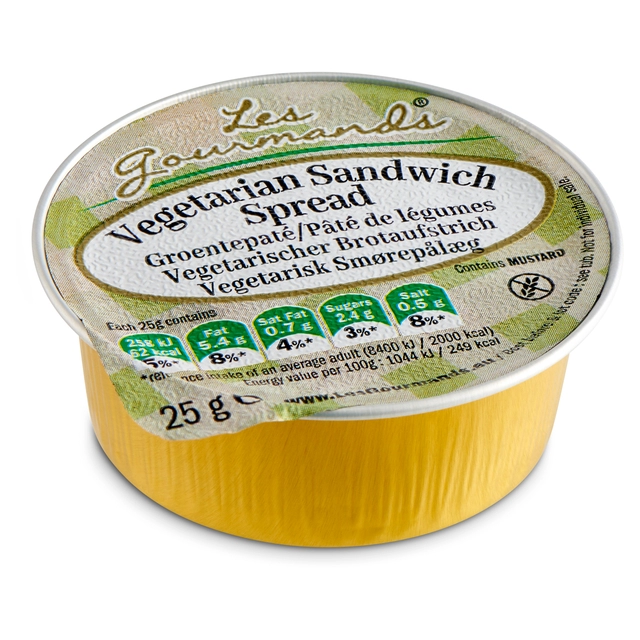 Een Sandwich spread Les Gourmands vega 45x25 gram cupjes koop je bij Holzem Kantoorefficiency