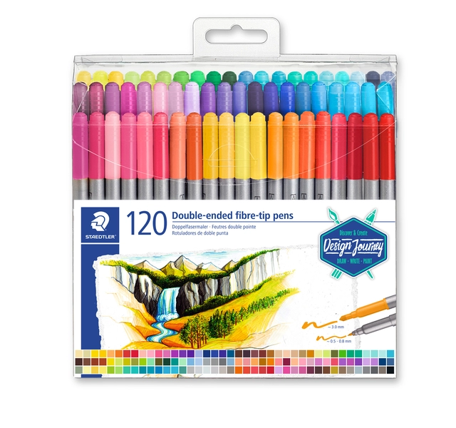 Een Kleurstift Staedtler 3200 dubbele punt fijn en ultrafijn etui à 120 kleuren koop je bij Unimark Office B.V.