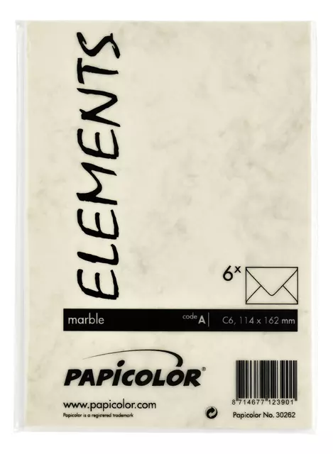 Een Envelop Papicolor C6 114x162mm marble ivoor koop je bij EconOffice