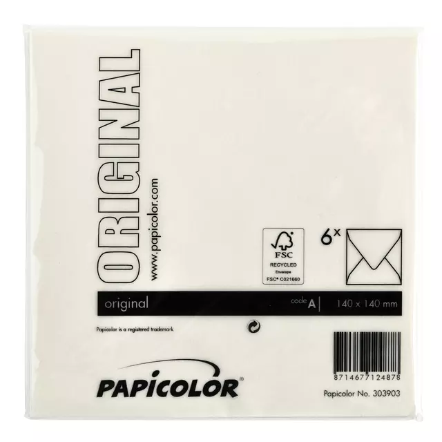 Een Envelop Papicolor 140x140mm anjerwit koop je bij Van Hoye Kantoor BV