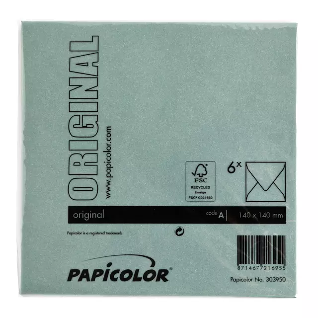 Een Envelop Papicolor 140x140mm dennengroen koop je bij Totaal Kantoor Goeree