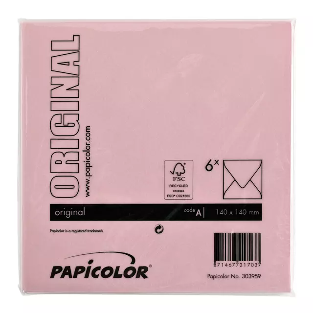 Een Envelop Papicolor 140x140mm babyroze koop je bij KantoorProfi België BV