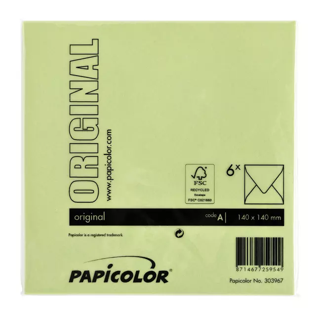 Een Envelop Papicolor 140x140mm appelgroen koop je bij EconOffice