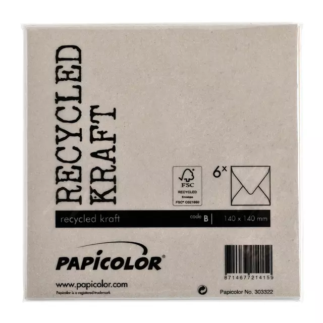Een Envelop Papicolor 140x140mm kraft grijs koop je bij EconOffice