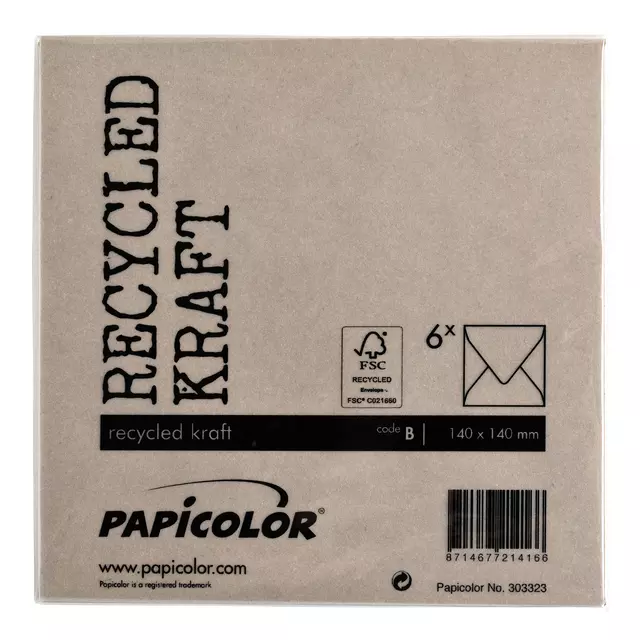 Een Envelop Papicolor 140x140mm kraft bruin koop je bij KantoorProfi België BV