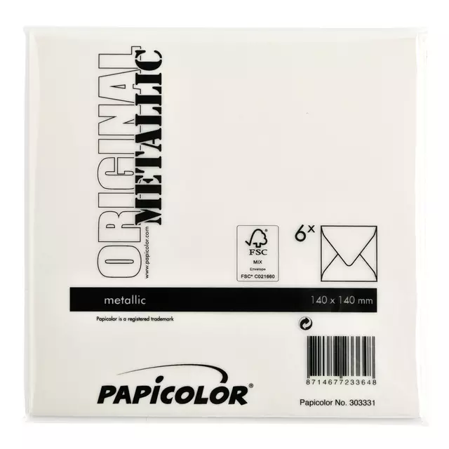 Een Envelop Papicolor 140x140mm metallic ivoor koop je bij KantoorProfi België BV