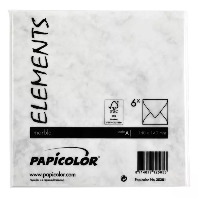 Een Envelop Papicolor 140x140mm marble grijs koop je bij Van Hoye Kantoor BV