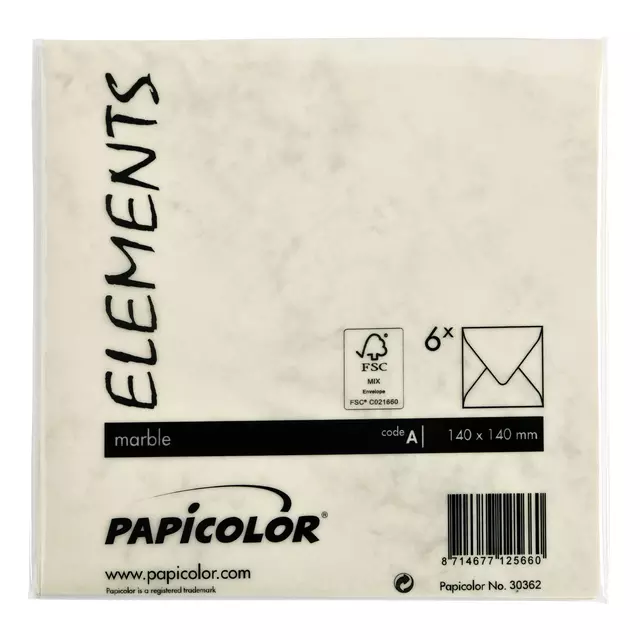 Een Envelop Papicolor 140x140mm marble ivoor koop je bij KantoorProfi België BV