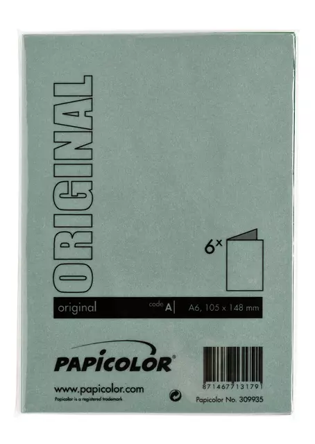 Een Correspondentiekaart Papicolor dubbel 105x148mm dennengroen pak à 6 stuks koop je bij KantoorProfi België BV