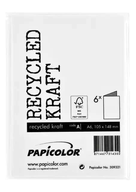 Een Correspondentiekaart Papicolor dubbel 105x148mm kraft wit pak à 6 stuks koop je bij L&N Partners voor Partners B.V.