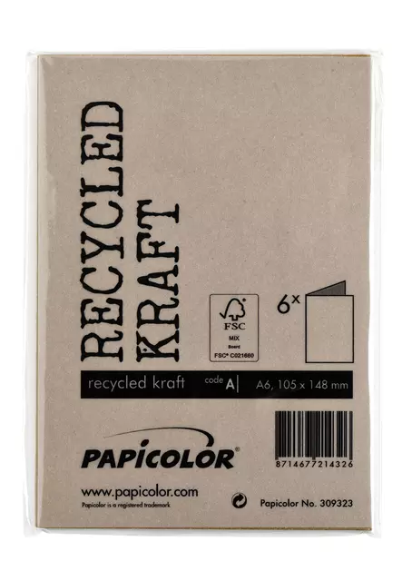 Een Correspondentiekaart Papicolor dubbel 105x148mm bruin pak à 6 stuks koop je bij KantoorProfi België BV