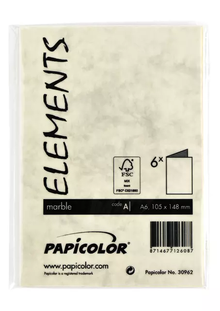 Een Correspondentiekaart Papicolor dubbel 105x148mm marmer ivoor pak à 6 stuks koop je bij KantoorProfi België BV