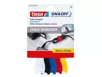 Kabelmanager tesa® On & Off 12mmx20cm diverse kleuren 5 stuks