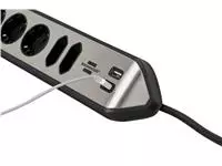 Een Stekkerdoos Brennenstuhl bureau Estilo 6-voudig incl. 2 USB 2m zwart zilver koop je bij Kantoorvakhandel van der Heijde