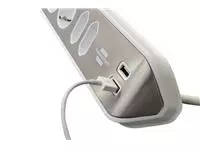 Een Stekkerdoos Brennenstuhl bureau Estilo 4-voudig incl. 2 USB 2m wit zilver koop je bij Kantoorvakhandel van der Heijde