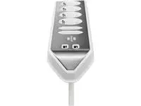 Een Stekkerdoos Brennenstuhl bureau Estilo 6-voudig incl. 2 USB 200cm wit zilver koop je bij MV Kantoortechniek B.V.