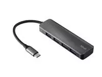 Een Hub Trust Halyx USB-C 4-poorten USB-A 3.2 zwart koop je bij Van Leeuwen Boeken- en kantoorartikelen