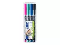 Een Viltstift Staedtler Lumocolor 317 permanent M set à 4 kleuren koop je bij Van Leeuwen Boeken- en kantoorartikelen