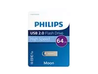 Een USB-stick 2.0 Philips moon vintage silver 64GB koop je bij Klik Office BV