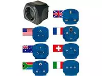 Een Reisstekker Brennenstuhl adapter wereld 150 landen met aarding zwart koop je bij Unimark Office B.V.