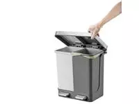 Een Afvalbak EKO Hana Duo Recycling pedaalemmer 2x10liter grijs wit koop je bij EconOffice