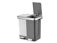 Een Afvalbak EKO Hana Duo Recycling pedaalemmer 2x10liter grijs wit koop je bij EconOffice
