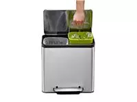 Een Afvalbak EKO EcoCasa Recycler pedaalemmer 15+15 liter RVS koop je bij Kantoorvakhandel van der Heijde
