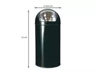 Een Afvalbak BRASQ Push Bin rond 40 liter zwart koop je bij Totaal Kantoor Goeree