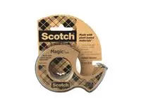 Plakband Scotch Magic 919 19mmx20m transparant + gerecyclede afroller