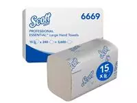Een Handdoek Scott Essential i-vouw 1-laags 20x32cm 15x240stuks wit 6669 koop je bij EconOffice