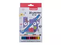 Een Viltstift Bruynzeel Super Point set á 20 kleuren koop je bij NiceSupplies.nl