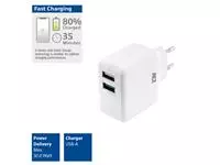 Oplader ACT USB 2 poorts Quickcharge 30W wit