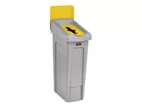 Een Deksel Rubbermaid Slim Jim Recyclestation inwerpopening voor gemengde recycling geel koop je bij KantoorProfi België BV