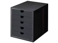Een Ladenbox Han 1450 5 gesloten laden zwart koop je bij EconOffice