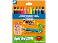 Een Crayon de couleur BIC Kids Multi-surface inclus taille-crayon assorti paquet 10 pièces koop je bij Van Hoye Kantoor BV