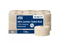 Een Toiletpapier Tork Mini Jumbo T2 Advanced 2-laags 170mtr natural 120377 koop je bij Totaal Kantoor Goeree