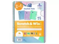 Collegeblok Oxford School A4+ lijn 23-gaats 160 pagina's 80gr pastel scratch&win assorti