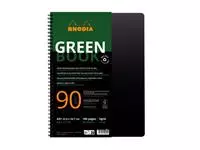Notitieboek Rhodia Greenbook A4+ lijn 4-gaats 180 pagina's 90gr zwart