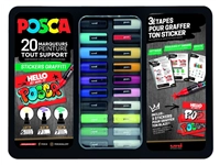 Een Verfstift Posca Sticker Graffiti assorti metalen koffer à 20 stuks koop je bij Tonerinktshop