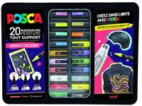 Een Verfstift Posca Groovy Colours assorti metalen koffer à 20 stuks koop je bij EconOffice