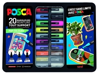 Een Verfstift Posca Pop Colours assorti metalen koffer à 20 stuks koop je bij Tonerinktshop