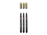 Een Fineliner Sakura Pigma Micron Black & Gold Edition set à 3 breedtes + gratis etui koop je bij MV Kantoortechniek B.V.