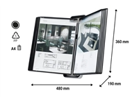 Een Zichtpanelensysteem wand Tarifold VEO PP A4 met 10-tassen zwart koop je bij Goedkope Kantoorbenodigdheden